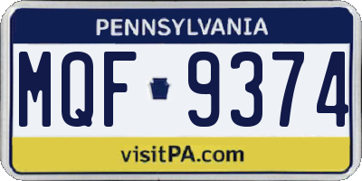 PA license plate MQF9374
