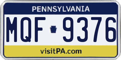 PA license plate MQF9376