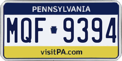 PA license plate MQF9394