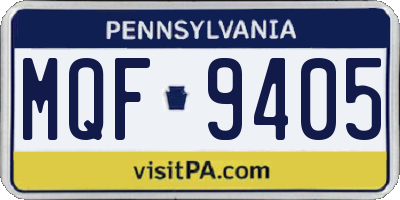 PA license plate MQF9405