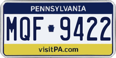 PA license plate MQF9422