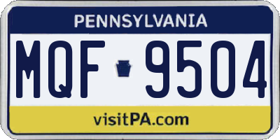 PA license plate MQF9504