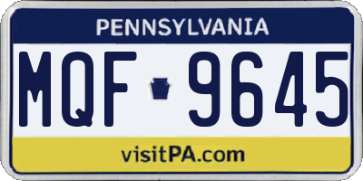 PA license plate MQF9645