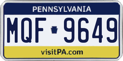 PA license plate MQF9649