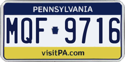 PA license plate MQF9716