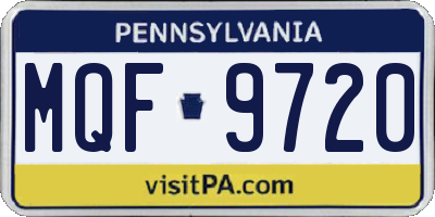 PA license plate MQF9720