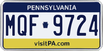 PA license plate MQF9724