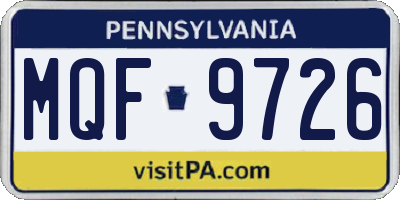 PA license plate MQF9726
