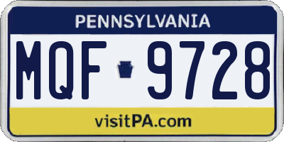 PA license plate MQF9728