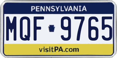 PA license plate MQF9765