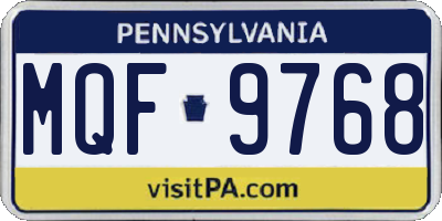 PA license plate MQF9768