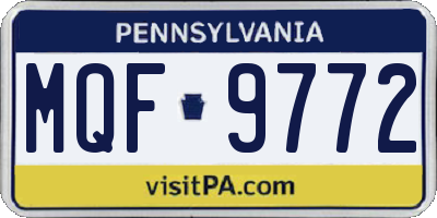 PA license plate MQF9772