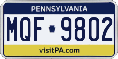 PA license plate MQF9802