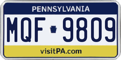 PA license plate MQF9809