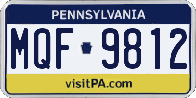 PA license plate MQF9812