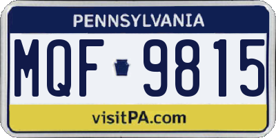 PA license plate MQF9815