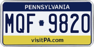 PA license plate MQF9820