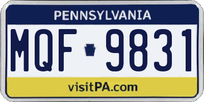 PA license plate MQF9831