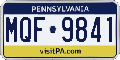 PA license plate MQF9841
