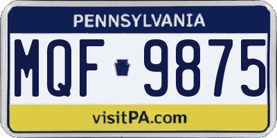 PA license plate MQF9875