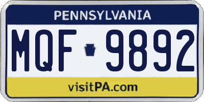 PA license plate MQF9892