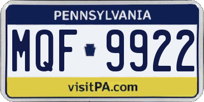PA license plate MQF9922