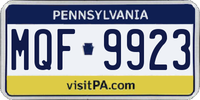 PA license plate MQF9923