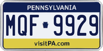 PA license plate MQF9929