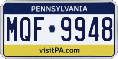 PA license plate MQF9948
