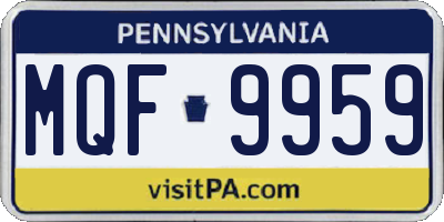 PA license plate MQF9959