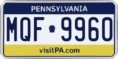 PA license plate MQF9960