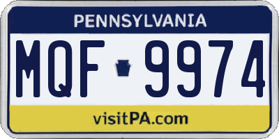 PA license plate MQF9974
