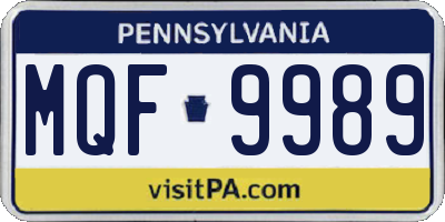 PA license plate MQF9989
