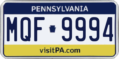 PA license plate MQF9994