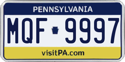 PA license plate MQF9997