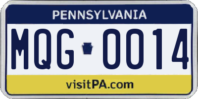 PA license plate MQG0014