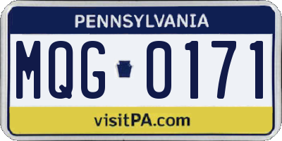 PA license plate MQG0171