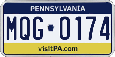 PA license plate MQG0174