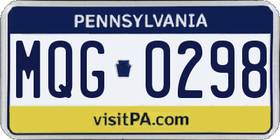 PA license plate MQG0298