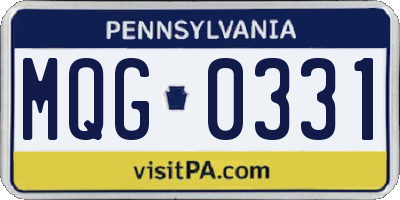 PA license plate MQG0331