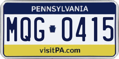 PA license plate MQG0415