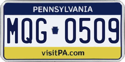 PA license plate MQG0509