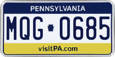 PA license plate MQG0685