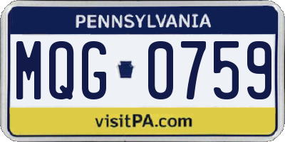PA license plate MQG0759