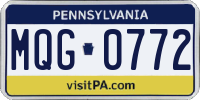 PA license plate MQG0772