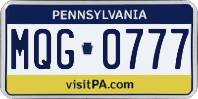 PA license plate MQG0777