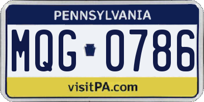 PA license plate MQG0786