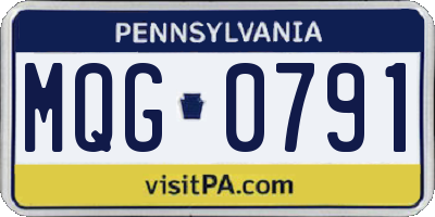 PA license plate MQG0791