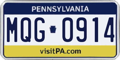 PA license plate MQG0914