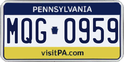 PA license plate MQG0959